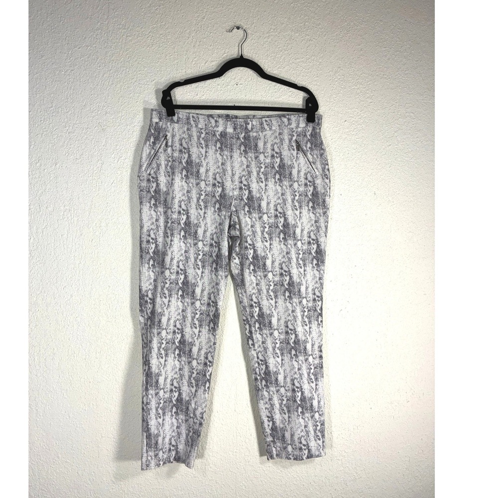 89th + Madison Womens XL Grey Snakeskin Print Pull On Stretch Trousers Pants
